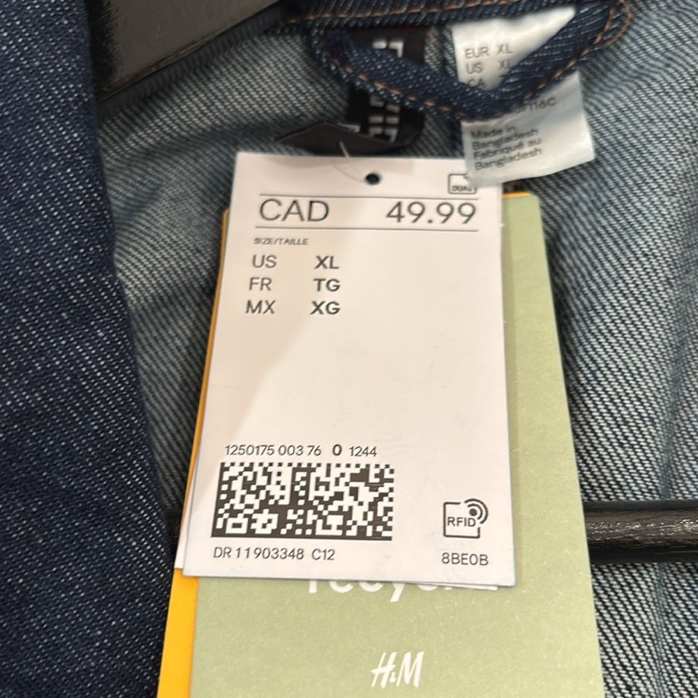 NWT H&M Double Breasted Jean Jacket - Picture 8 of 8
